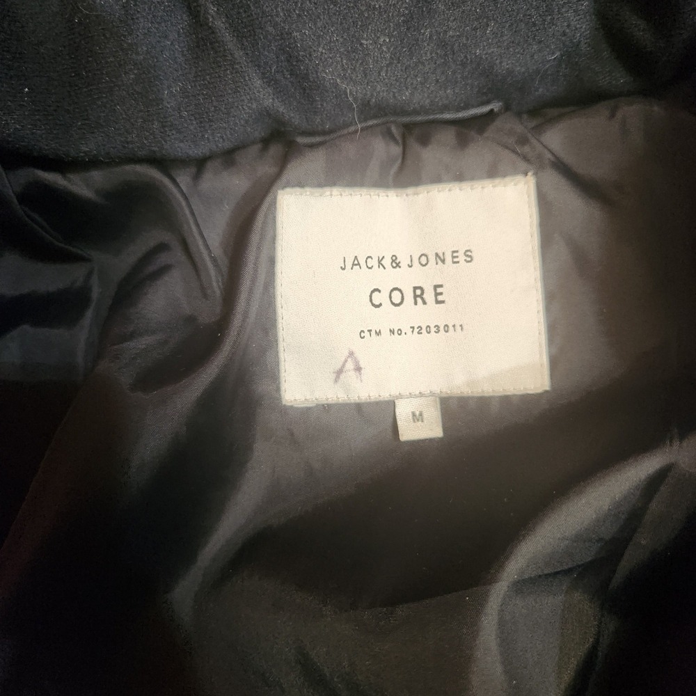 Jack & Jones Core Mens Navy Blue Hooded Puffer Jacket Coat Size M - Picture 3 of 8